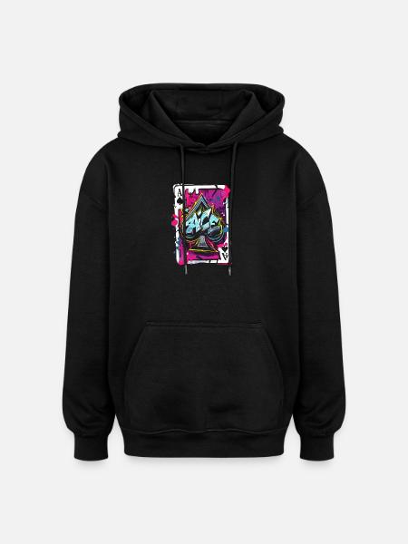 Ace of Spades Card - Oversized Unisex Hoodie - black