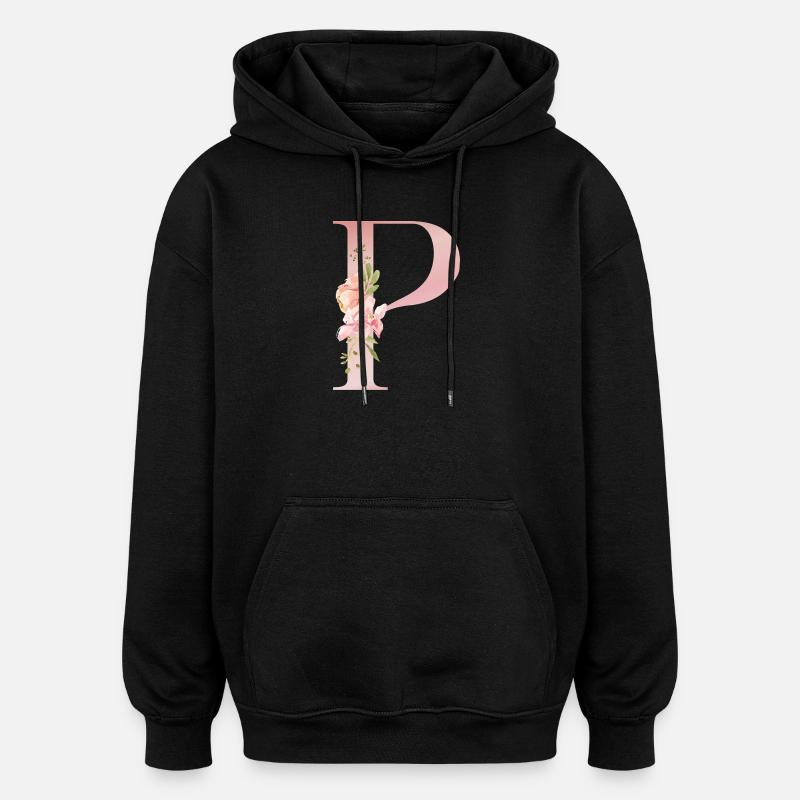 P Fleuri Pastel - Sweat à capuche oversize unisexe - noir