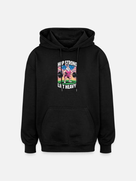 Spring stark. Hebe schwer - Oversized Unisex Hoodie - Schwarz