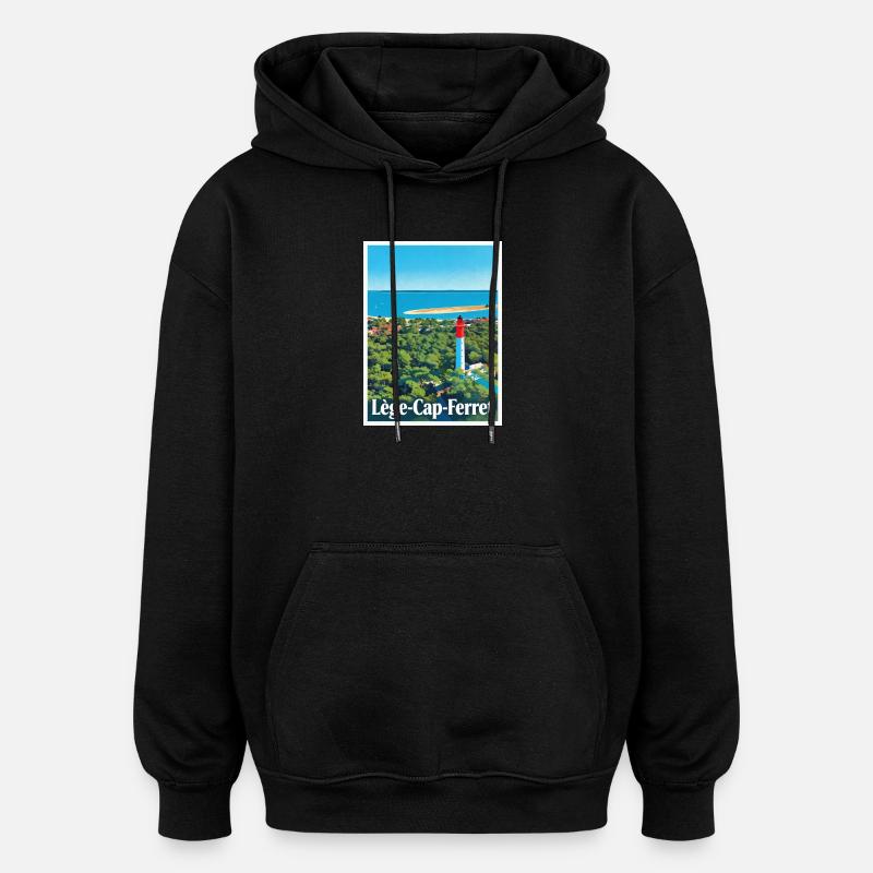 Phare Lège-Cap-Ferret Retro - Sweat à capuche oversize unisexe - noir