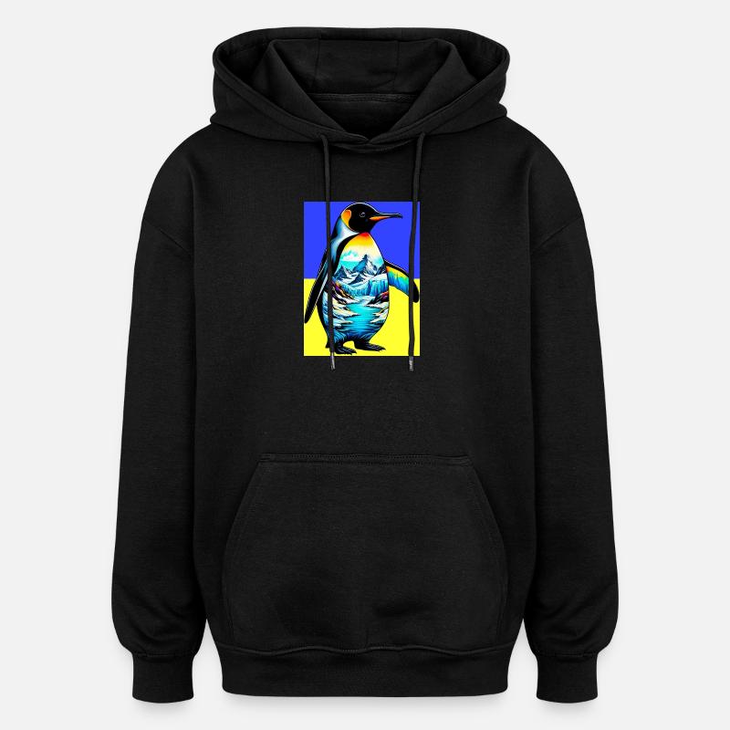 Pinguin - Oversized Unisex Hoodie - Schwarz