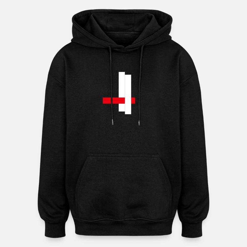 Contraste géométrique Rouge Noir Blanc - Sweat à capuche oversize unisexe - noir