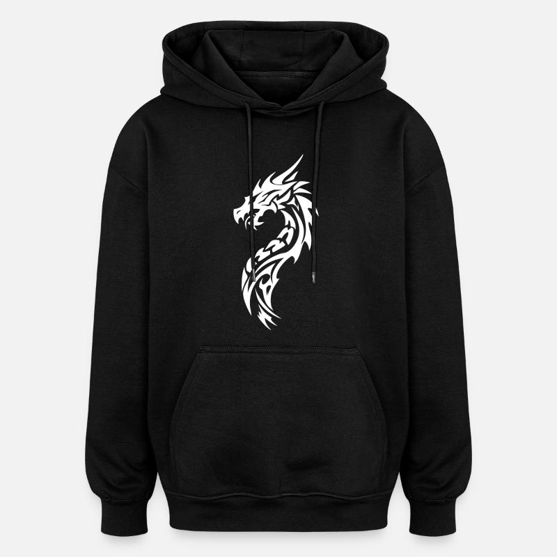 Tribal Drache Silhouette - Oversized Unisex Hoodie - Schwarz