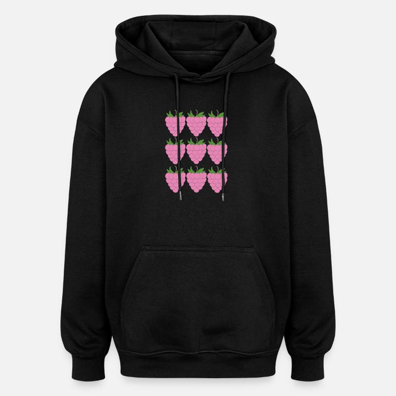 Raspberry Grid Pattern - Oversized Unisex Hoodie - black