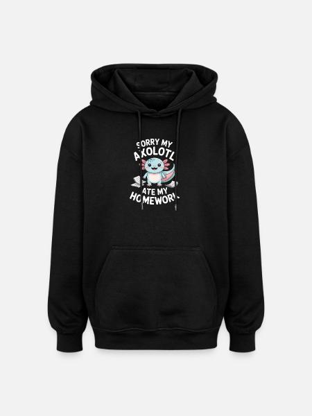 Axolotl Homework Heist - Oversized Unisex Hoodie - black