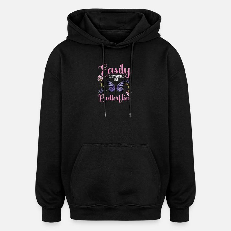 Facilement des papillons - Sweat à capuche oversize unisexe - noir
