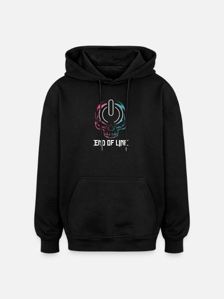 End Of Line Gamer Skull Power Button Gaming - Oversized Unisex Hoodie - black
