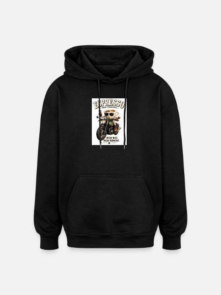 Espresso Motorrad-Motiv - Oversized Unisex Hoodie - Schwarz