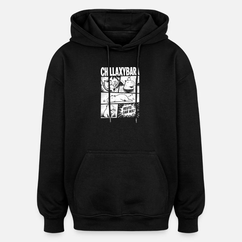 Chillax Capybara Relax Comic Design - Oversized Unisex Hoodie - Schwarz