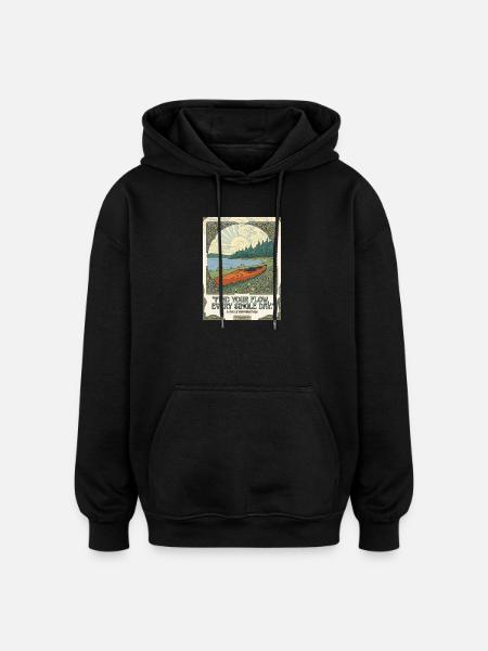 Finding Flow Daily: Kayak Poster - Oversized Unisex Hoodie - black
