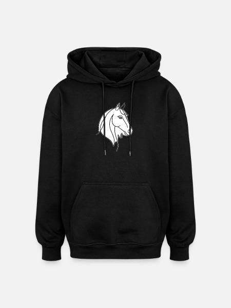 Linienkunst Pferd - Oversized Unisex Hoodie - Schwarz