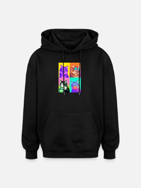 Cats American Bobtail Cat - Oversized Unisex Hoodie - black