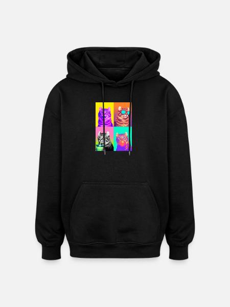 Cats American Curl Cat - Oversized Unisex Hoodie - black
