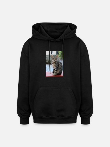cat, kitten - Oversized Unisex Hoodie - black