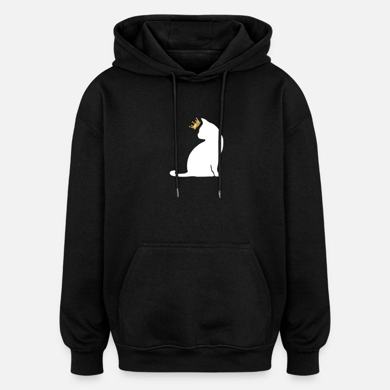 chat couronne - Sweat à capuche oversize unisexe - noir