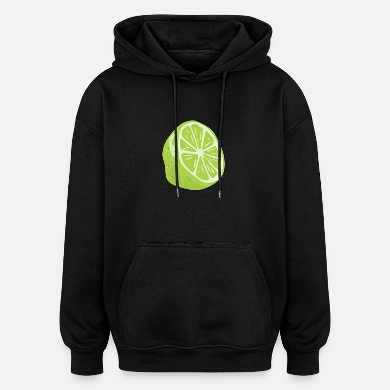 Limette - Oversized Unisex Hoodie - Schwarz