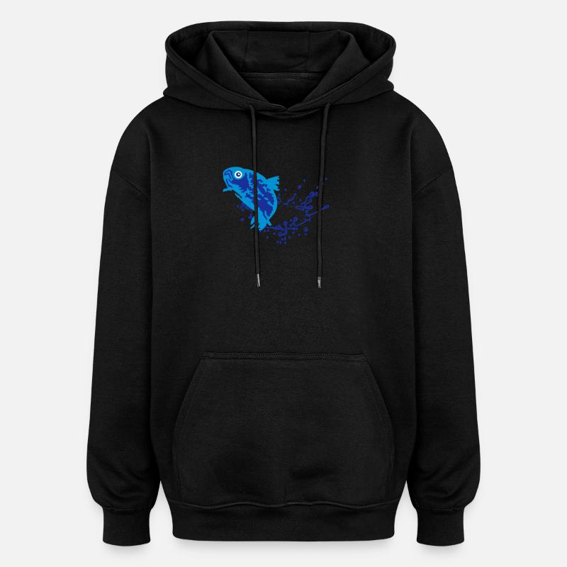 Forelle / Trout (3c) - Oversized Unisex Hoodie - Schwarz