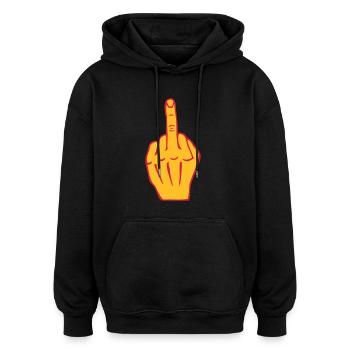 Fick Mittelfinger Beleidigung Provokation - Oversized Unisex Hoodie - Schwarz - Vorne - Noah (186cm)