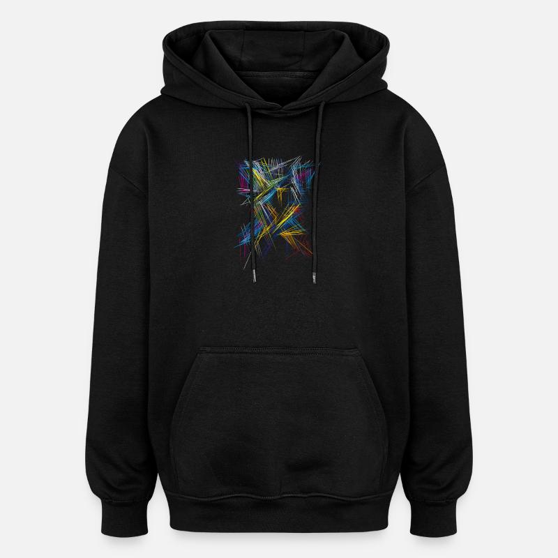 Futurism Abstract - 3D Pattern - Oversized Unisex Hoodie - black