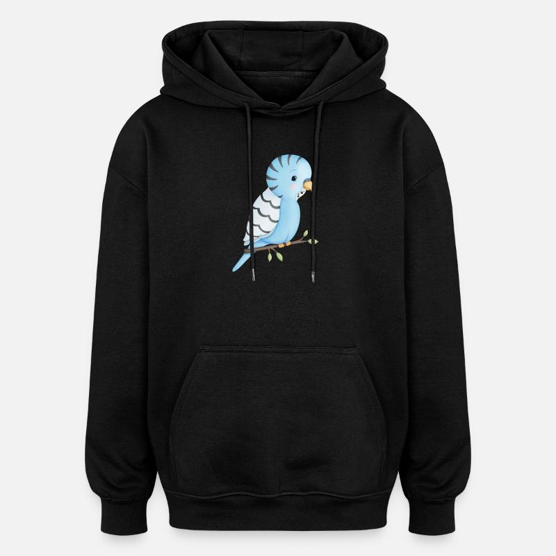 mignon oiseau perruche - Sweat à capuche oversize unisexe - noir