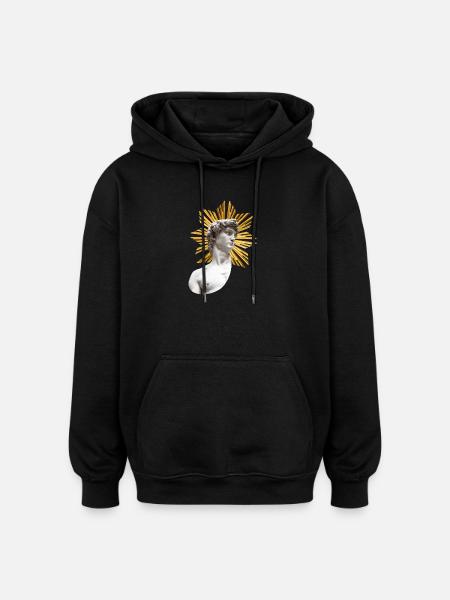 | David with Halo Michelangelo - Oversized Unisex Hoodie - black