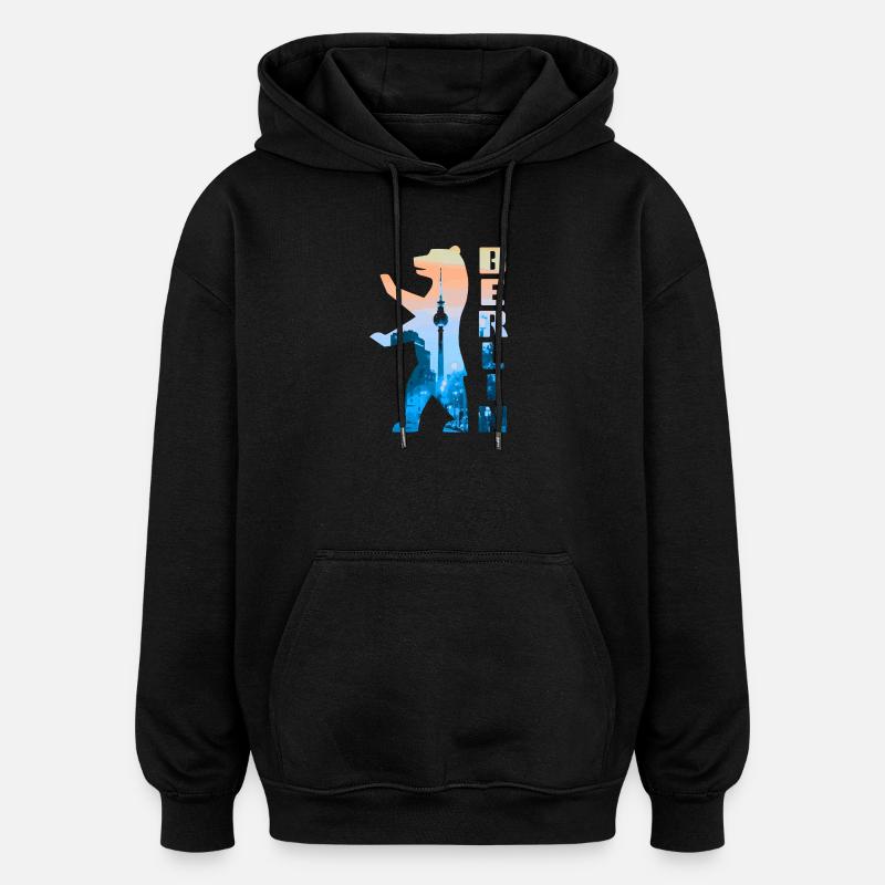Berlin Bear Silhouette - Oversized Unisex Hoodie - black