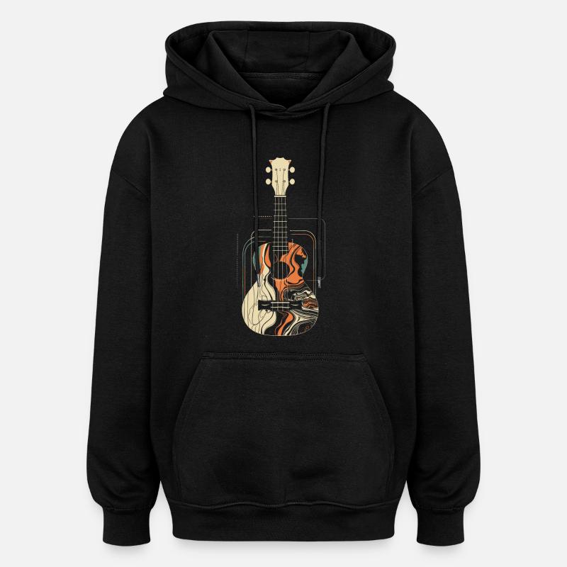 Graphiques Ukulele - Sweat à capuche oversize unisexe - noir