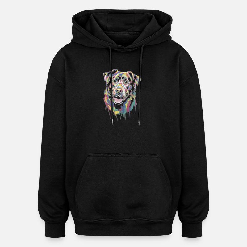 Bunter tropfender Hund - Oversized Unisex Hoodie - Schwarz