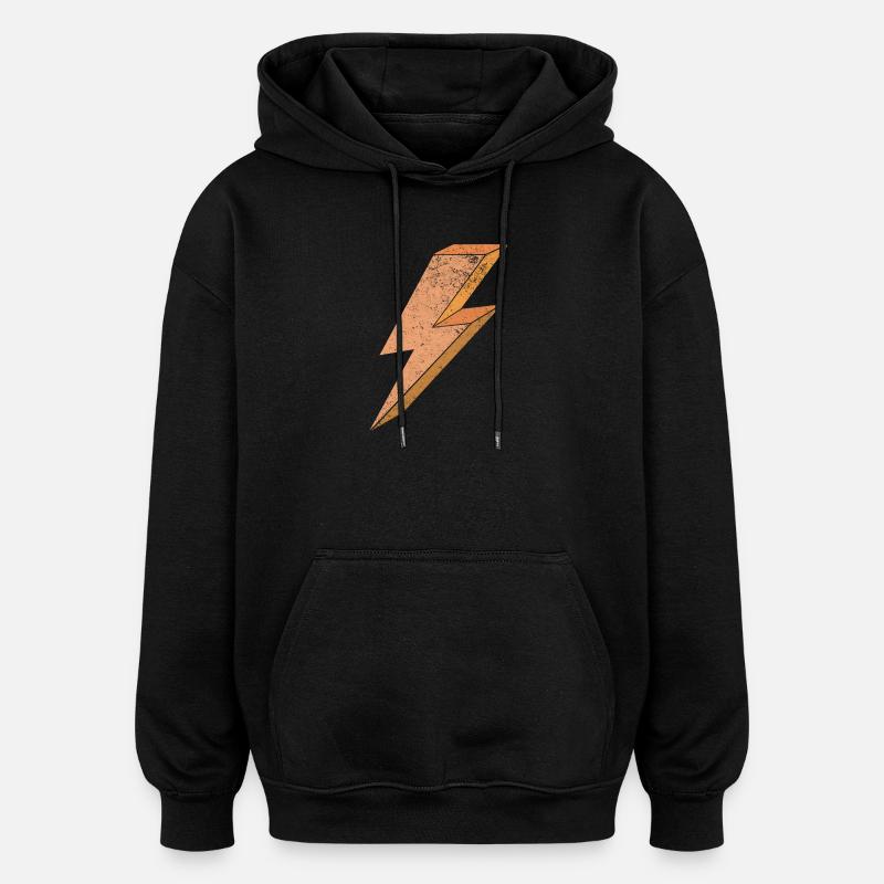 Blitzsymbol in warmem Orange 3D - Oversized Unisex Hoodie - Schwarz