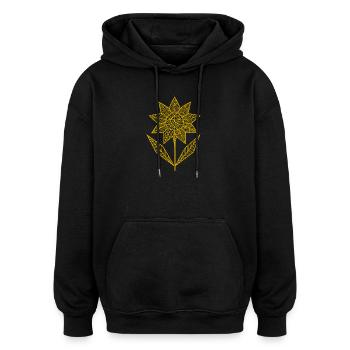 Illustration géométrique de fleur de mandala - Sweat à capuche oversize unisexe - noir - Devant - Noah (186cm)