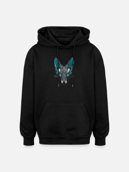 Mecha-Fuchs - Oversized Unisex Hoodie - Schwarz