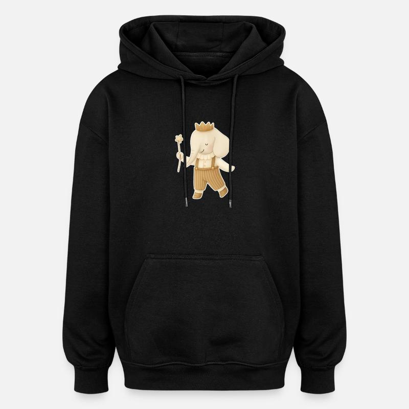 Éléphant royal en salopette - Sweat à capuche oversize unisexe - noir
