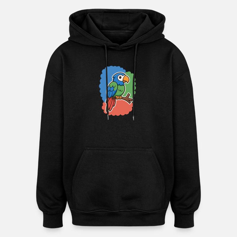 oiseau mignon, petit perroquet - Sweat à capuche oversize unisexe - noir