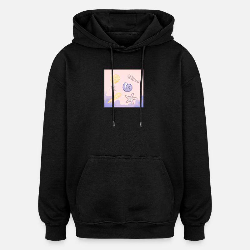 Coquillages pastel étoile de mer - Sweat à capuche oversize unisexe - noir