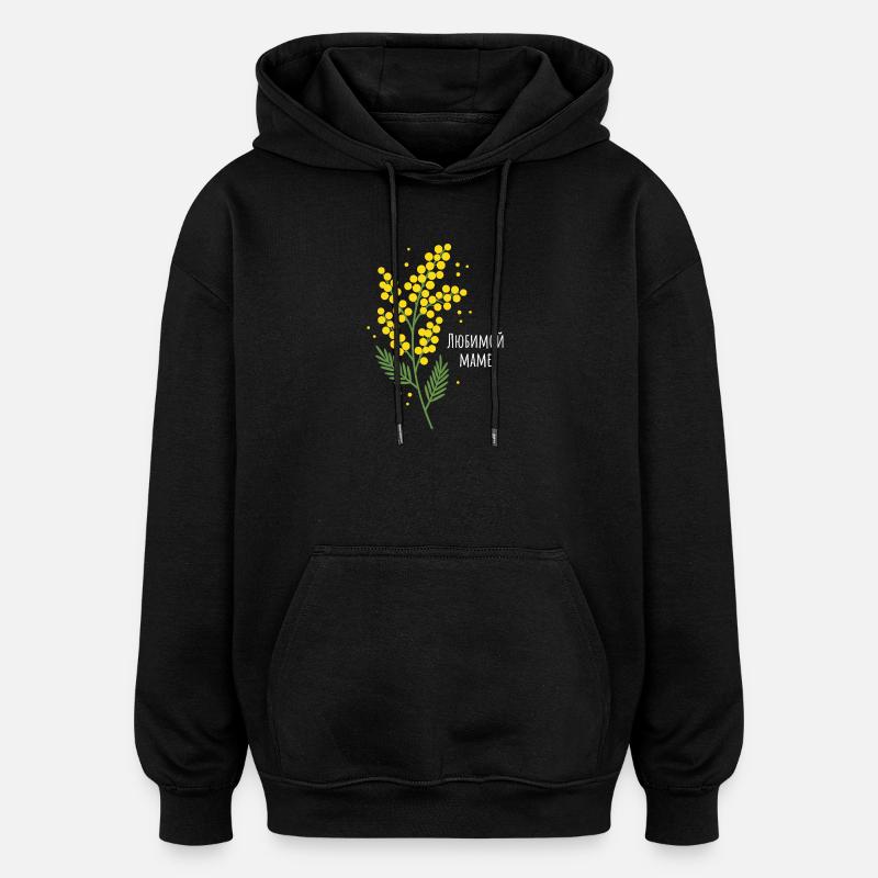 Chère Maman Fleurs - Sweat à capuche oversize unisexe - noir