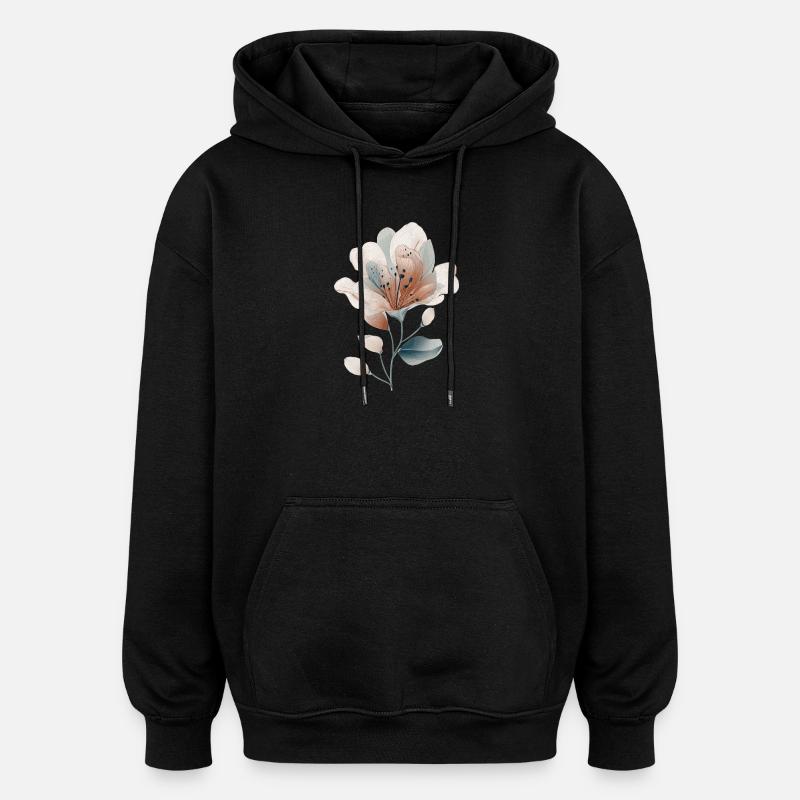 zarte Blume - Oversized Unisex Hoodie - Schwarz