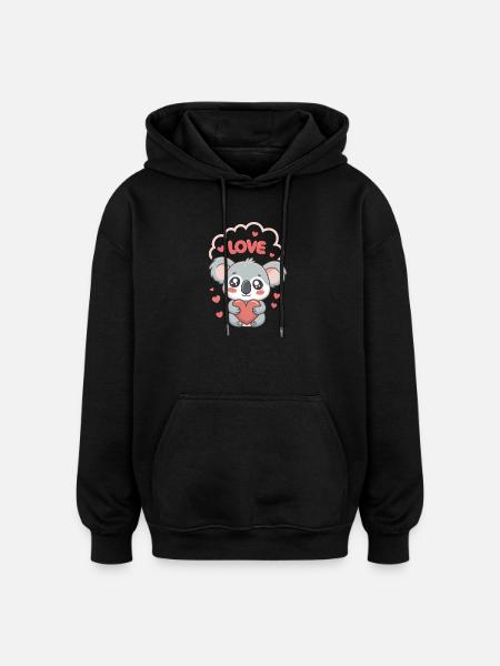 Koalaherz Liebe süß - Oversized Unisex Hoodie - Schwarz