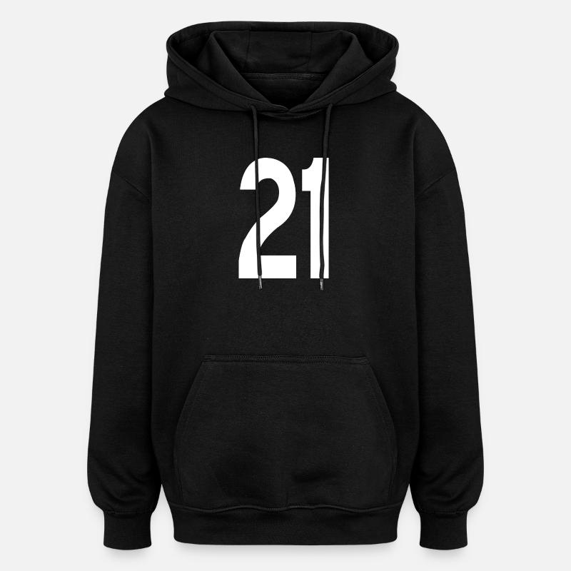 Numéro 21 - Sweat à capuche oversize unisexe - noir
