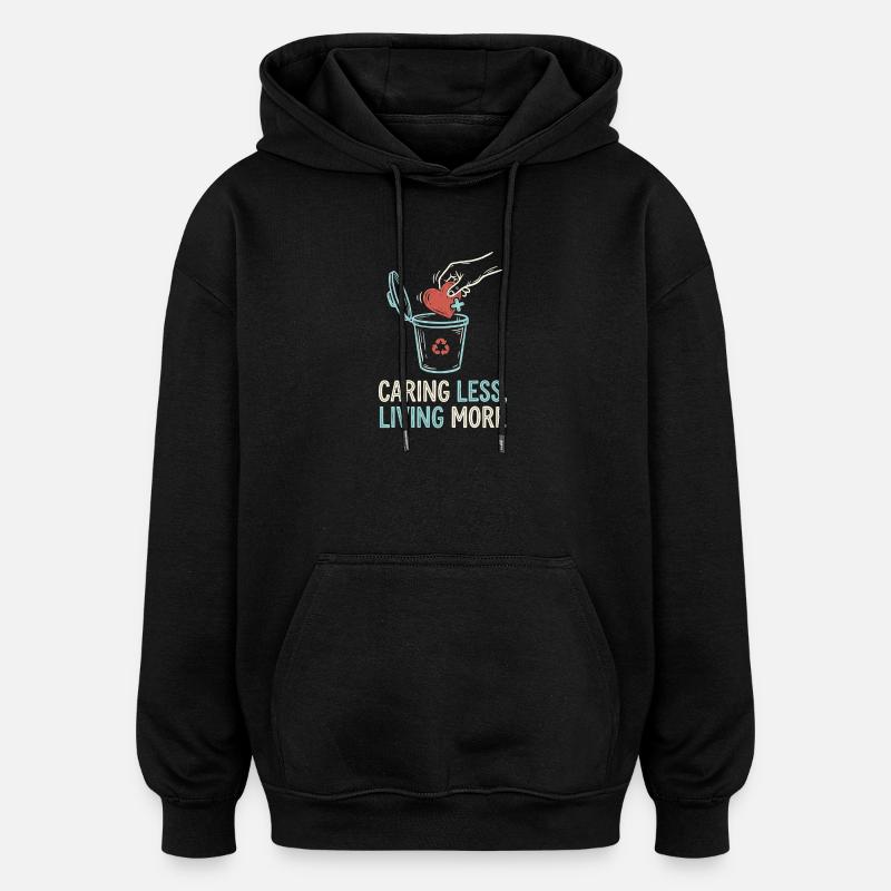 Vivre plus - Sweat à capuche oversize unisexe - noir