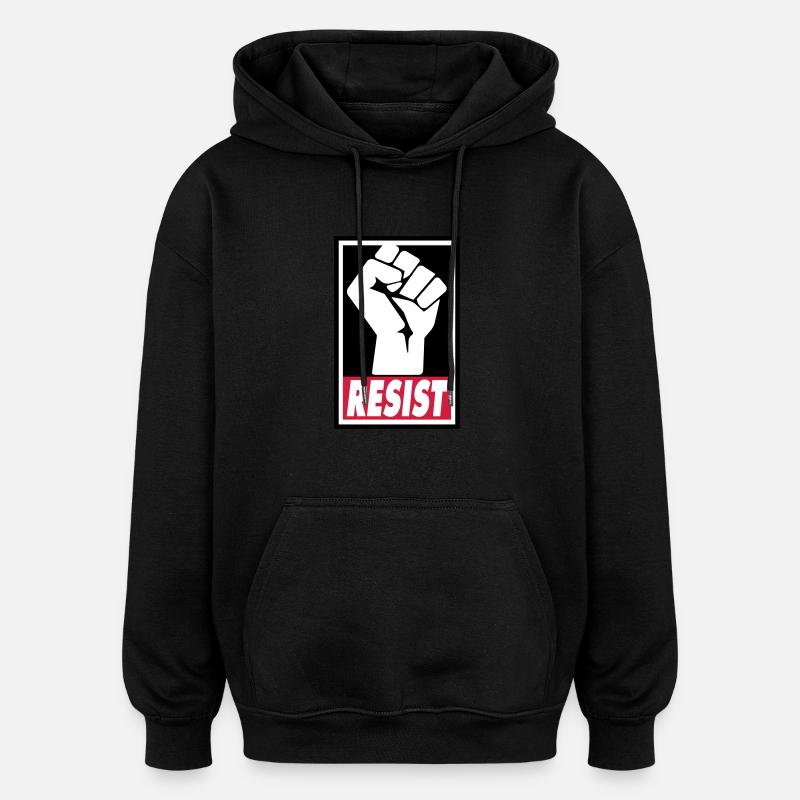 RESIST - Sweat à capuche oversize unisexe - noir