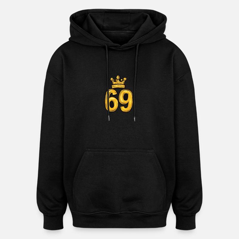 69 Numéro Jersey Couronne - Sweat à capuche oversize unisexe - noir