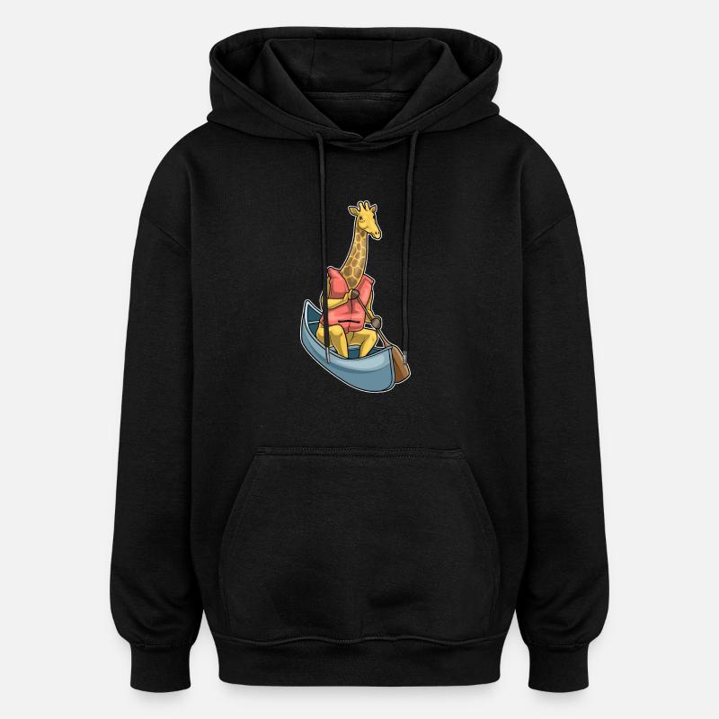 Giraffe Boat Paddle - Oversized Unisex Hoodie - black