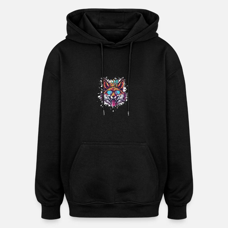 Fox Funny - Oversized Unisex Hoodie - black