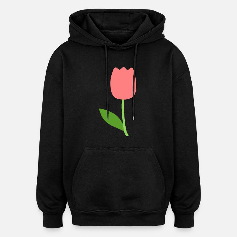 fleur de tulipe - Sweat à capuche oversize unisexe - noir
