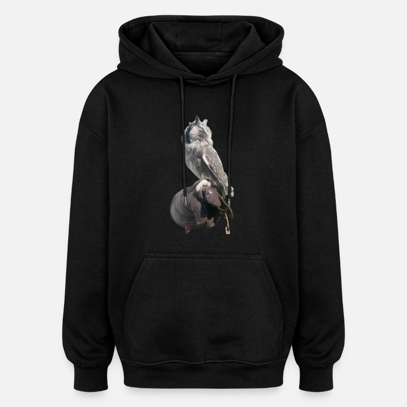 Eule - Oversized Unisex Hoodie - Schwarz