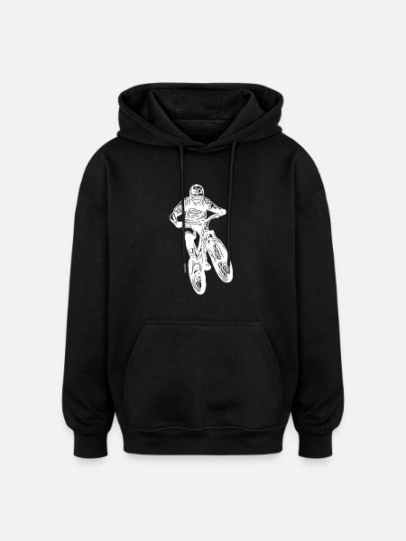 Mountainbiker springt mit Fahrrad - Oversized Unisex Hoodie - Schwarz
