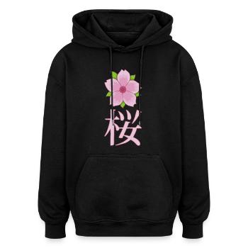 Kirschblüte manga - Oversized Unisex Hoodie - Schwarz - Vorne - Noah (186cm)