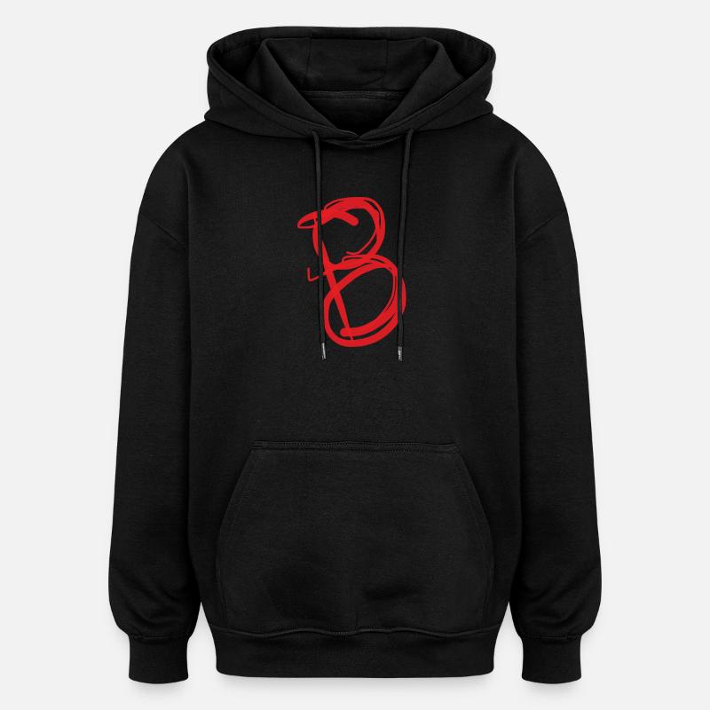Oblique rouge peppy B - Sweat à capuche oversize unisexe - noir