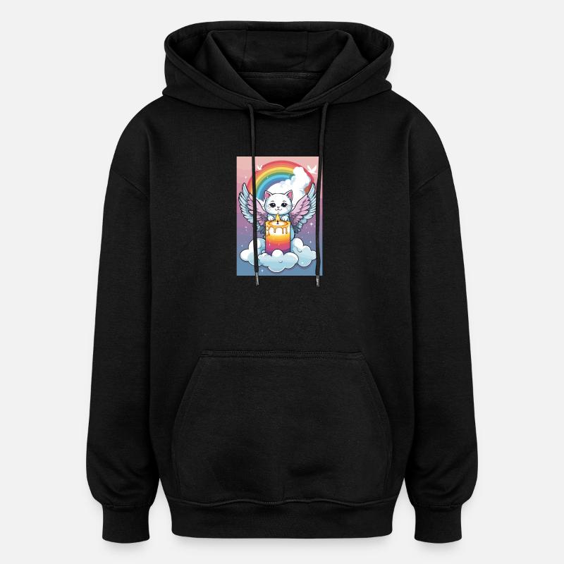 Süßer Katzen Engel - Oversized Unisex Hoodie - Schwarz