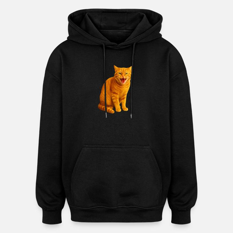 Chat tigré orange sifflant - Sweat à capuche oversize unisexe - noir